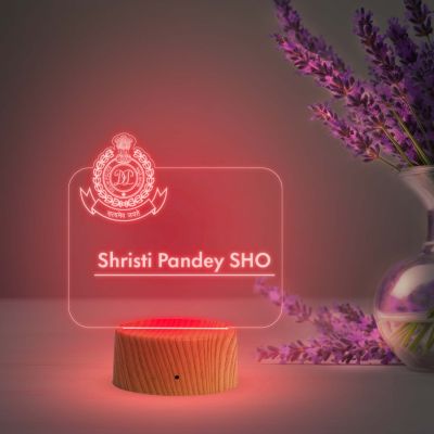 Personalized SHO Delhi Police night lamp with Multicolored Light Customized with Name Gift for Police Officer , Home & Office Decor